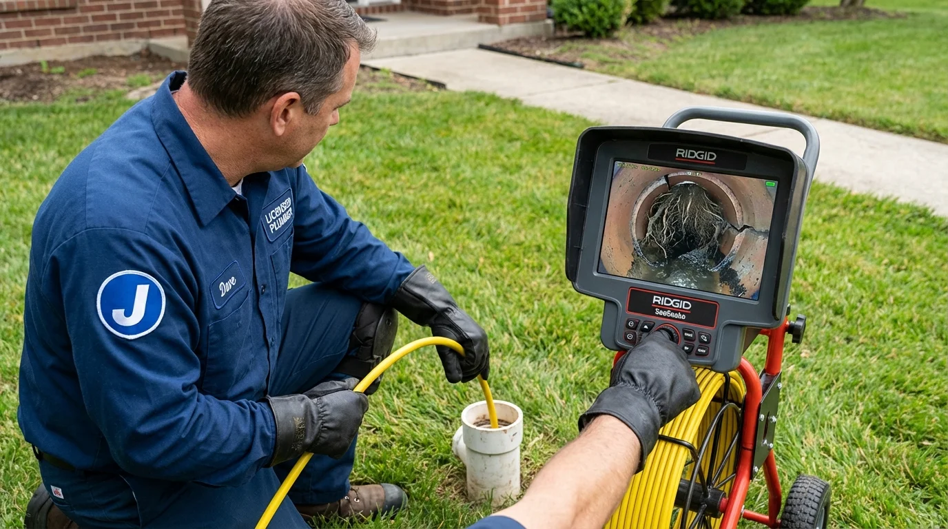 Sewer camera inspection being performed by Johns Plumbing LLC in Avis