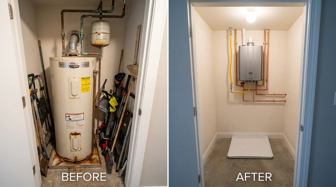 Tank water heater versus wall-mounted tankless unit comparison for Avis, PA homeowners
