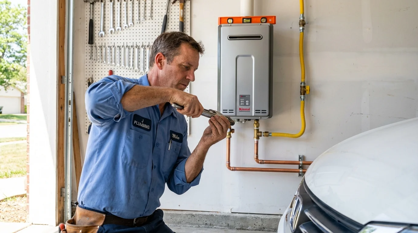 Tankless water heater installation by a Johns Plumbing LLC plumber in Avis